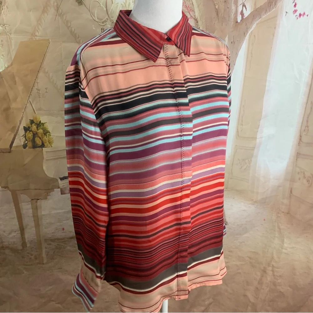 NEW Michael Star Multi Colored Collared Silk Button Down